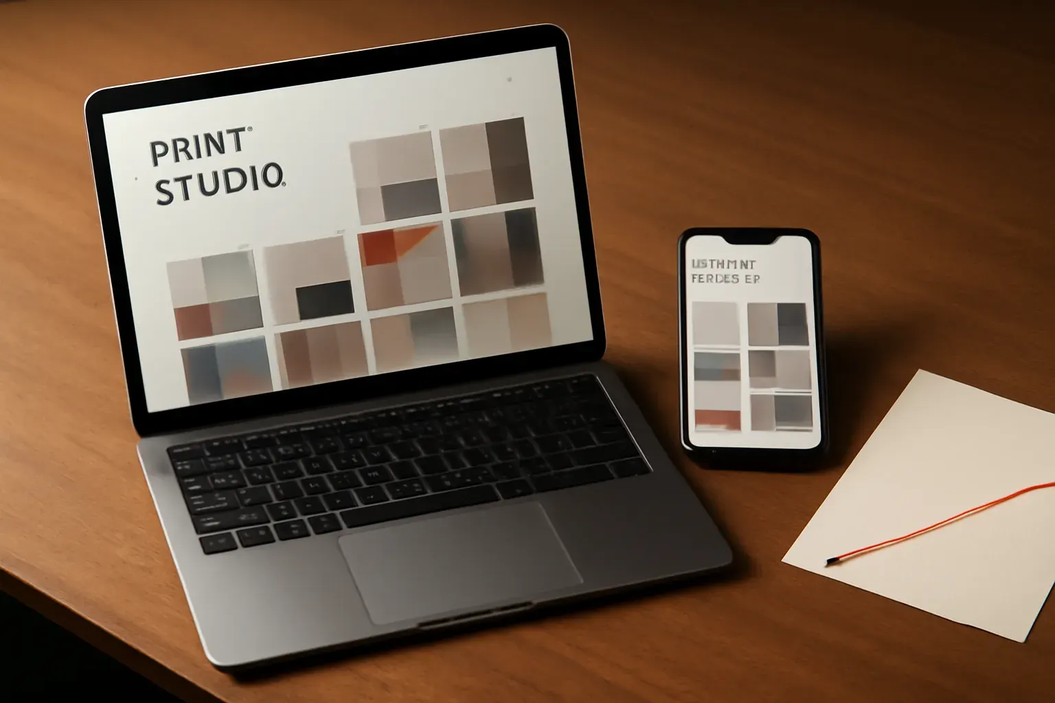 Le site conceptuel Signal & Stock présenté sur ordinateur et mobile, tons chauds.